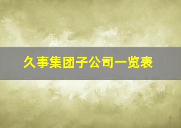 久事集团子公司一览表