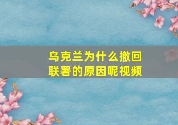 乌克兰为什么撤回联署的原因呢视频