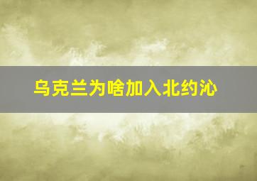 乌克兰为啥加入北约沁