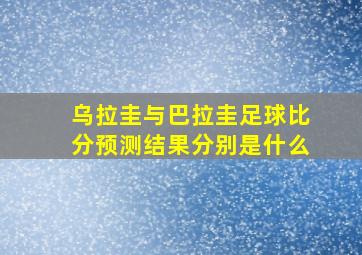 乌拉圭与巴拉圭足球比分预测结果分别是什么