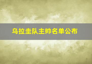 乌拉圭队主帅名单公布