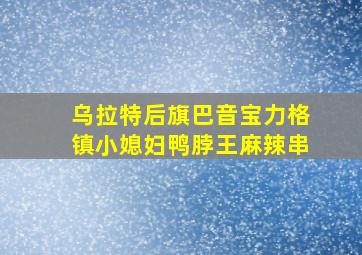 乌拉特后旗巴音宝力格镇小媳妇鸭脖王麻辣串