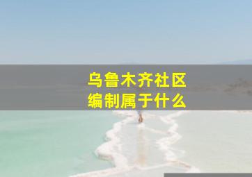 乌鲁木齐社区编制属于什么