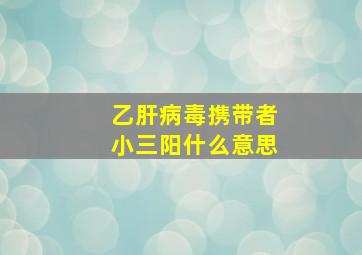 乙肝病毒携带者小三阳什么意思