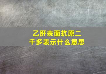 乙肝表面抗原二千多表示什么意思