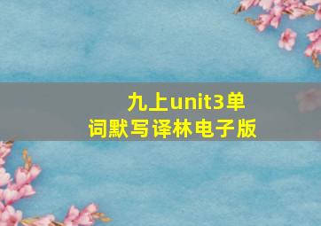 九上unit3单词默写译林电子版