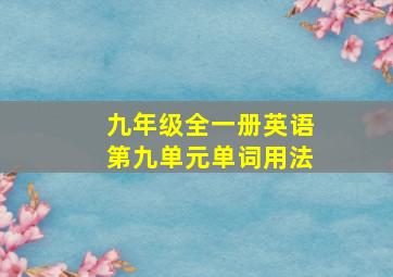 九年级全一册英语第九单元单词用法