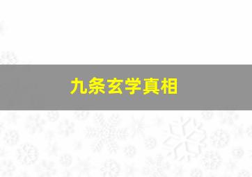 九条玄学真相