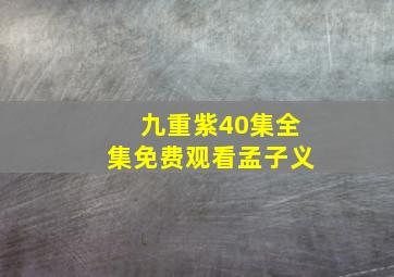 九重紫40集全集免费观看孟子义