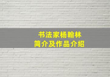 书法家杨翰林简介及作品介绍