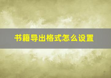 书籍导出格式怎么设置