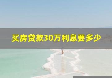 买房贷款30万利息要多少