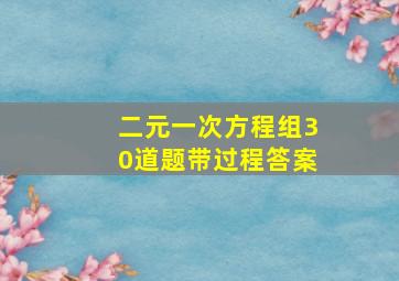 二元一次方程组30道题带过程答案