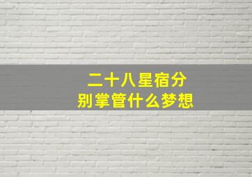 二十八星宿分别掌管什么梦想