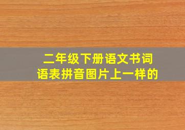 二年级下册语文书词语表拼音图片上一样的