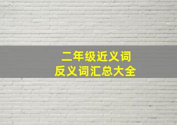 二年级近义词反义词汇总大全