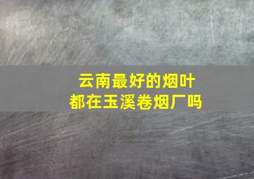 云南最好的烟叶都在玉溪卷烟厂吗