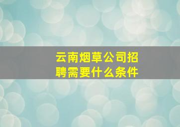 云南烟草公司招聘需要什么条件