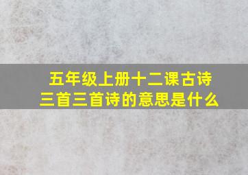 五年级上册十二课古诗三首三首诗的意思是什么