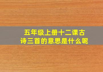 五年级上册十二课古诗三首的意思是什么呢