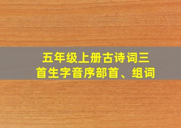 五年级上册古诗词三首生字音序部首、组词