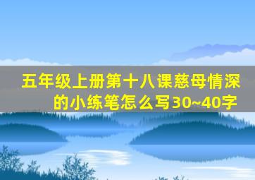 五年级上册第十八课慈母情深的小练笔怎么写30~40字