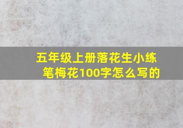 五年级上册落花生小练笔梅花100字怎么写的