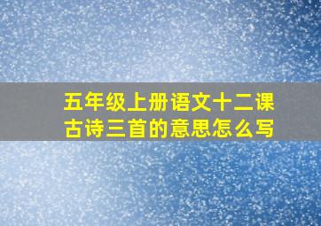 五年级上册语文十二课古诗三首的意思怎么写