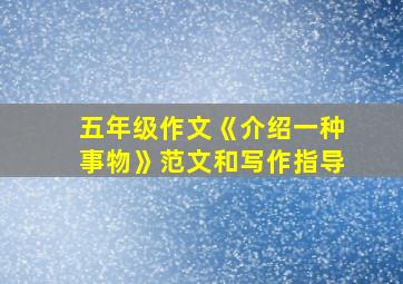 五年级作文《介绍一种事物》范文和写作指导