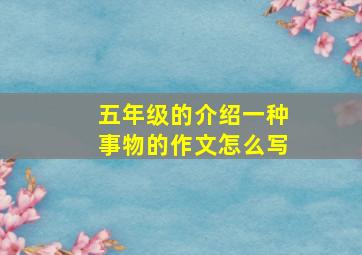 五年级的介绍一种事物的作文怎么写