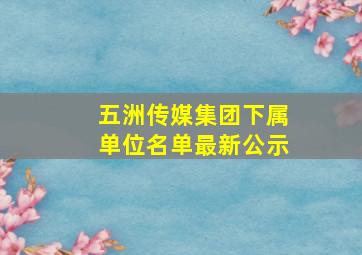 五洲传媒集团下属单位名单最新公示