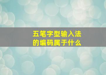 五笔字型输入法的编码属于什么