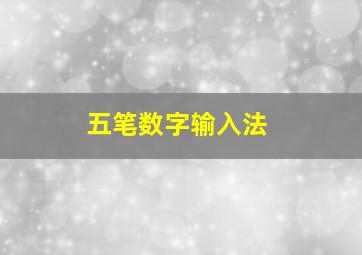 五笔数字输入法