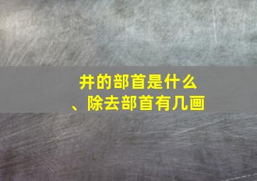 井的部首是什么、除去部首有几画