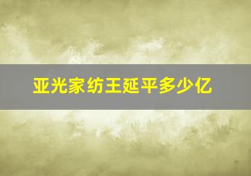 亚光家纺王延平多少亿