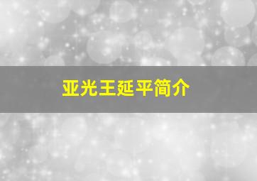 亚光王延平简介