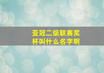 亚冠二级联赛奖杯叫什么名字啊