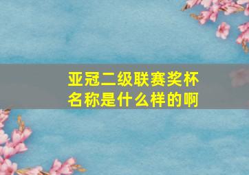 亚冠二级联赛奖杯名称是什么样的啊