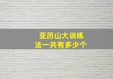 亚历山大训练法一共有多少个