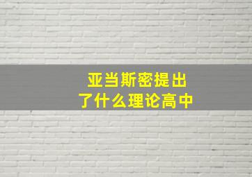 亚当斯密提出了什么理论高中