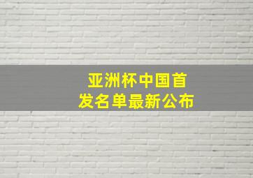 亚洲杯中国首发名单最新公布