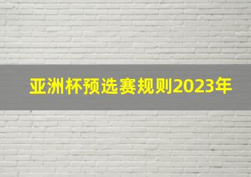 亚洲杯预选赛规则2023年