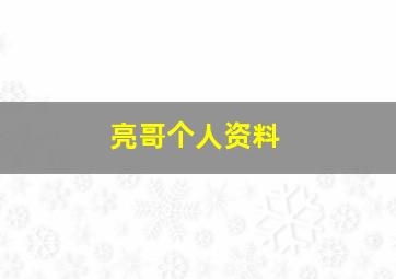 亮哥个人资料