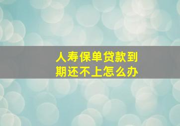 人寿保单贷款到期还不上怎么办