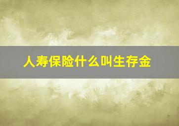 人寿保险什么叫生存金