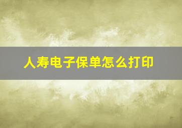 人寿电子保单怎么打印