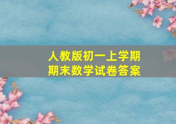 人教版初一上学期期末数学试卷答案