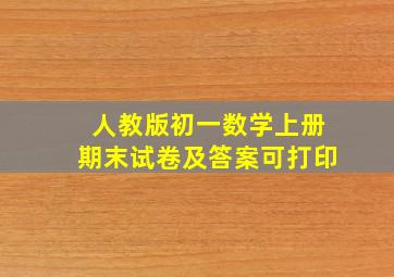 人教版初一数学上册期末试卷及答案可打印