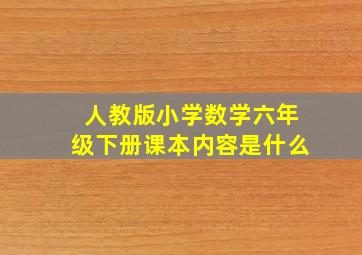 人教版小学数学六年级下册课本内容是什么