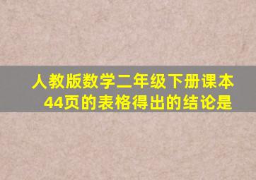 人教版数学二年级下册课本44页的表格得出的结论是